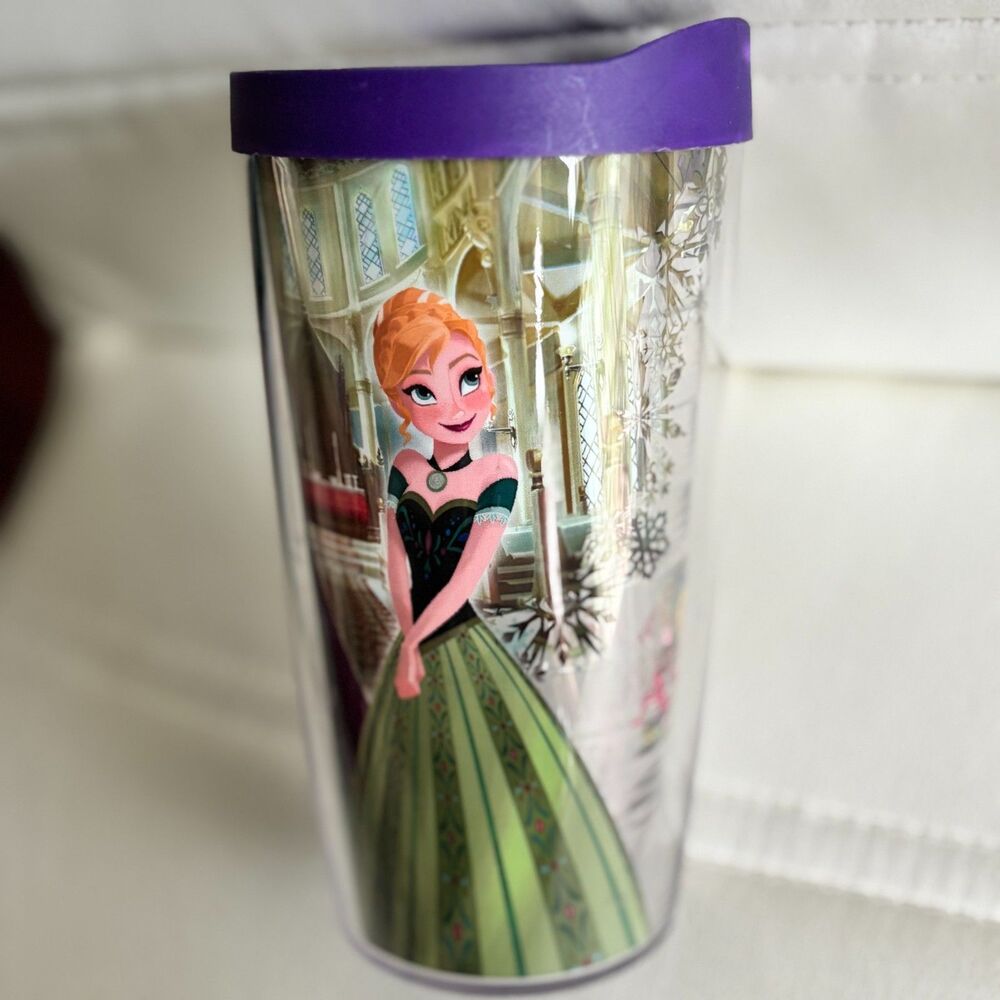 Disney Frozen Elsa Anna Tervis 16 oz Tumbler Purple Lid Insulated Travel Cup